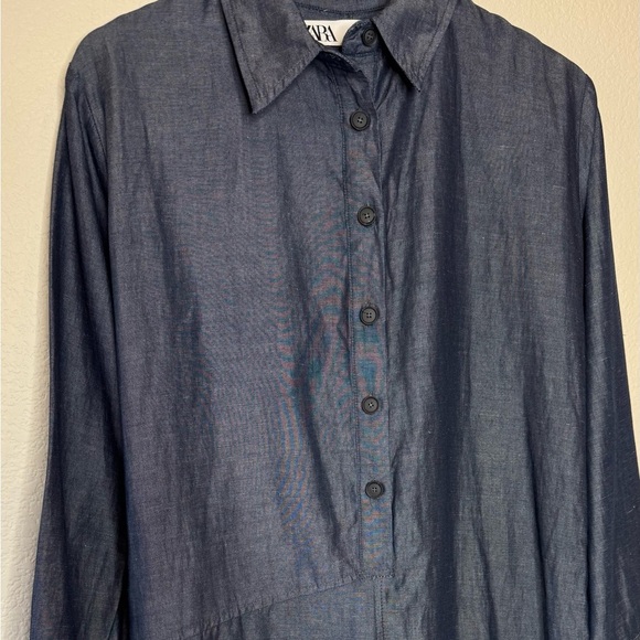 ZARA ZW COLLECTION The Kyra Dress, Linen Blend Shirt Dress, Not Lined, Size S - Picture 4 of 10